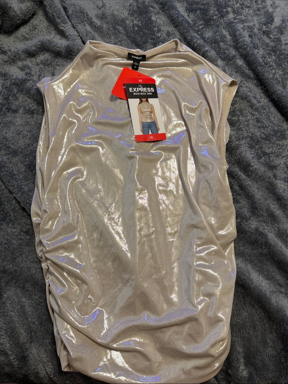 Express Shimmery Gold Mock Neck Tank